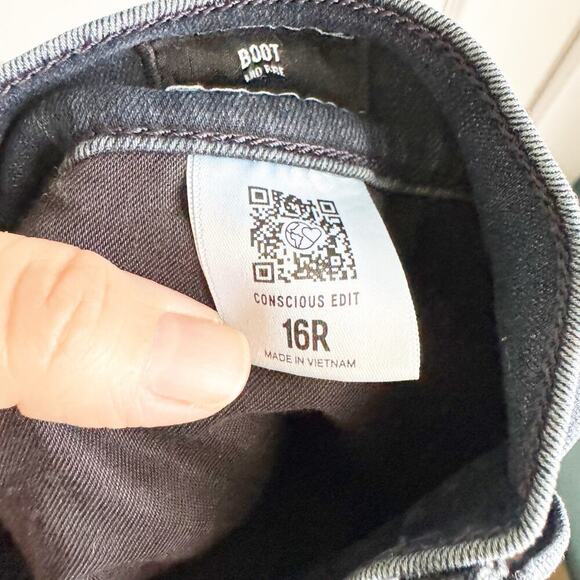 EXPRESS Conscious Edit Mid Rise Bootcut Stretch Size 16 Regular Darker Wash - Picture 3 of 11